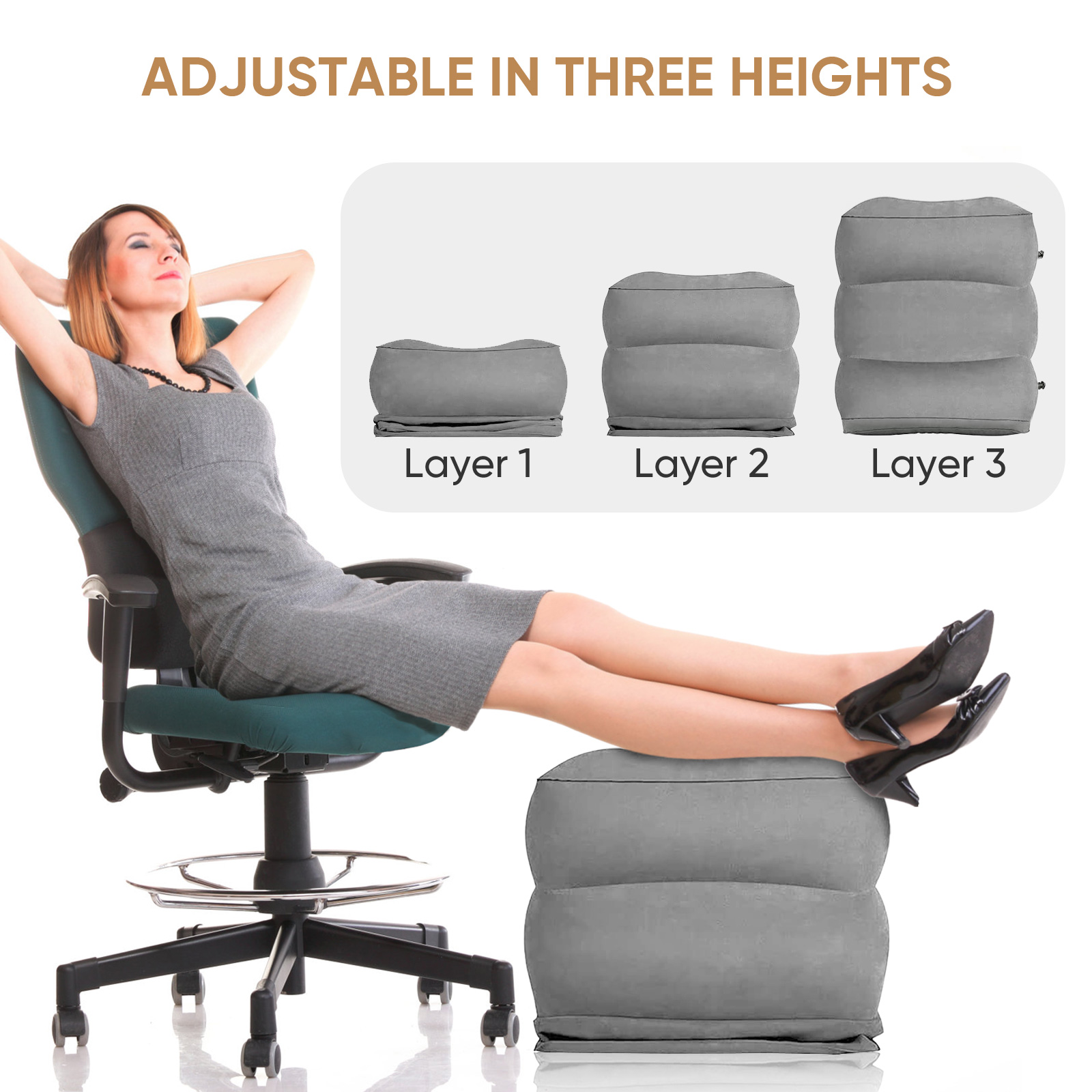 Travel Pillow Inflatable - Poduszka do samolotu, podnóżek podróżny, dmuchana