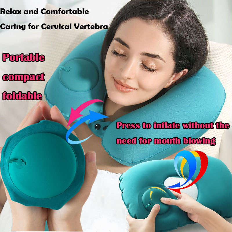 Travel Pillow Inflatable - Przenośna, samopompująca się poduszka pod szyję