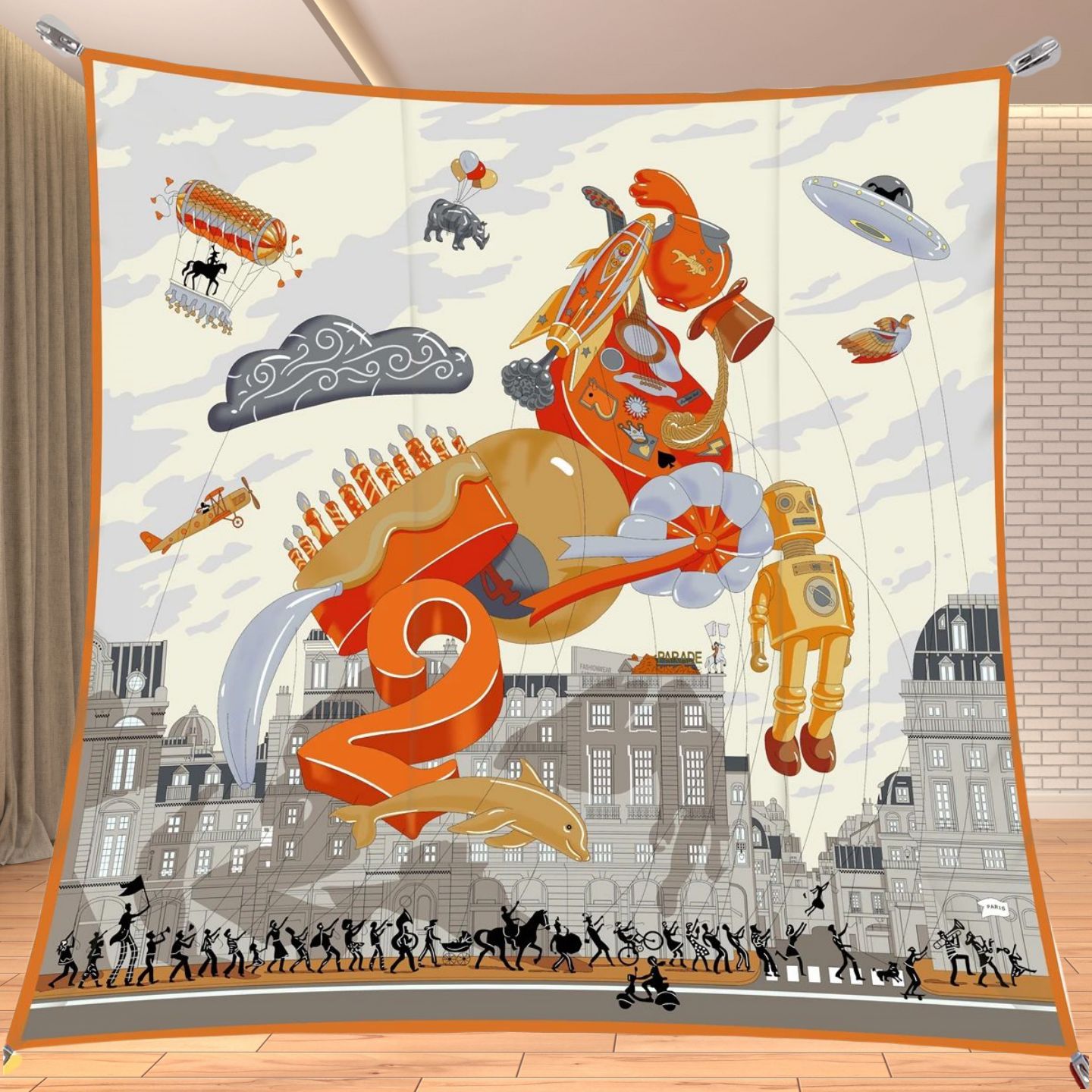 Travel Accessories For Elderly - 90cm Kwadratowa Apaszka z Jedwabiu Twill,